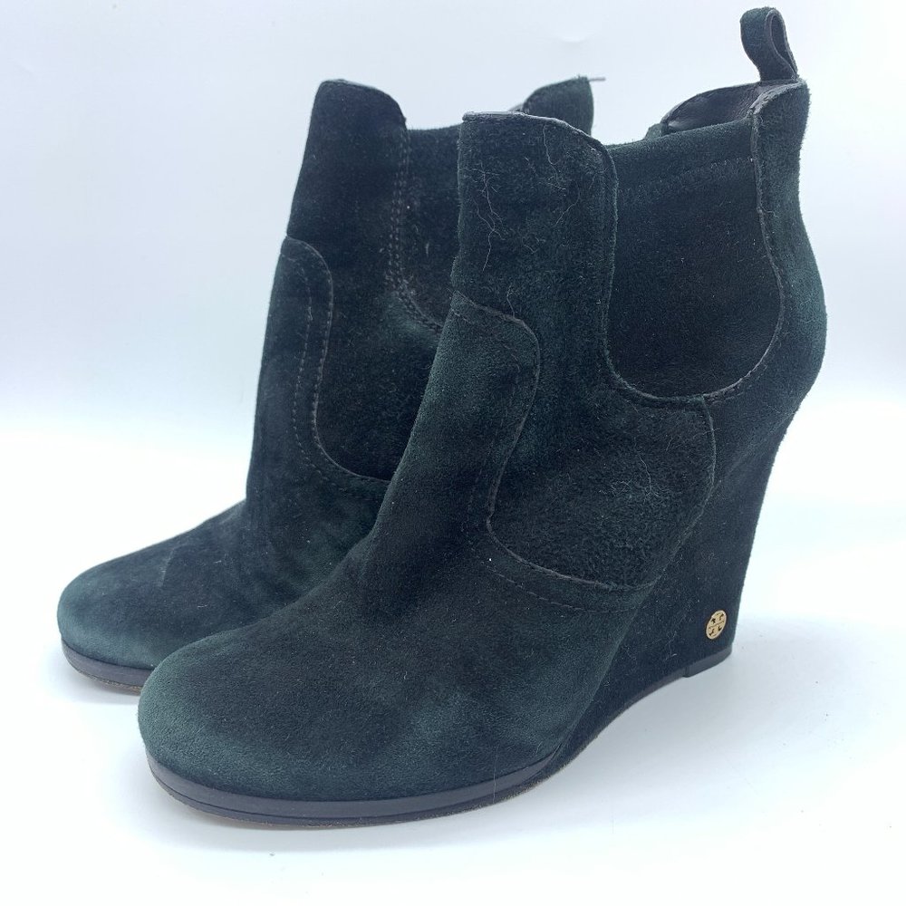 Tori Burch Sculpted Wedge Black Bootie 8M